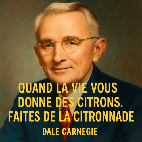 citation-dale-carnegie-citrons-limonade Dale Canergie avec sa citation "Quand la vie vous donne des citrons, faites de la citronnade" en surimpression