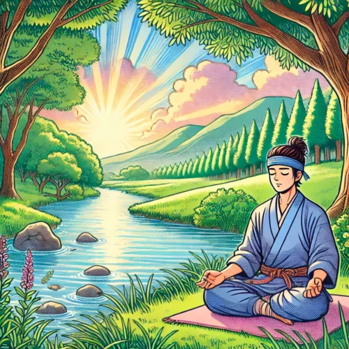 Comment Se Vider La Tête : Le Guide Ultime Pour Alléger Votre Esprit 🧘♂️🌿 2 une personne méditant en pleine nature, illustrant le concept de comment se vider la tête.