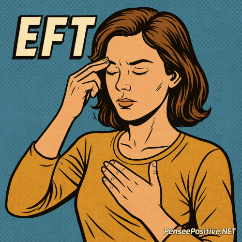 EFT : la méthode (presque trop simple) qui aide vraiment à libérer les émotions 2 Personne en train de pratiquer une séance d’EFT en tapotant sur les points méridiens, méthode de libération émotionnelle contre le stress et l’anxiété.