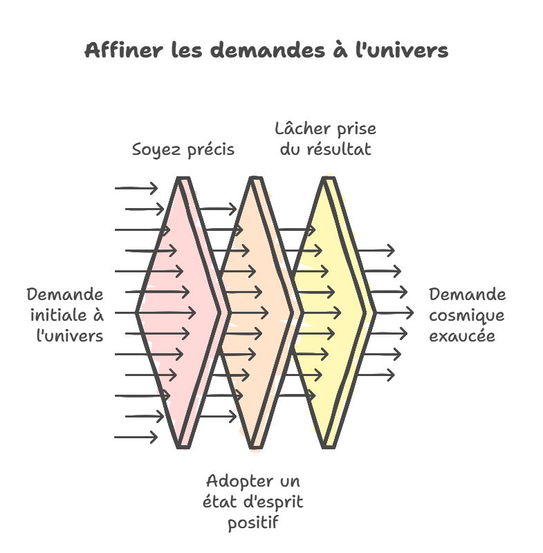 Demande à l’univers : Comment faire une demande efficace (+ Exemples précis) 4 diagramme pour affiner ses demandes à l'univers