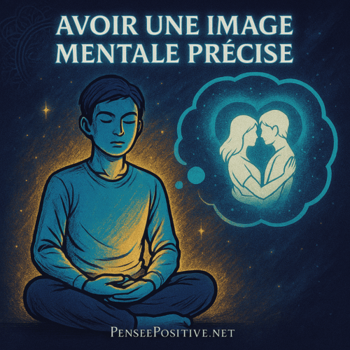 Comment Manifester Quelqu’un de Spécifique 4 un homme en position de méditation en train d'avoir une image mentale précise de la personne qu'il veut manifester dans sa vie
