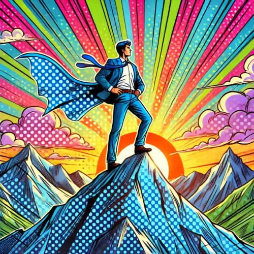 un homme au sommet d'une montage inspiré par les citations positives sur la confiance en soi