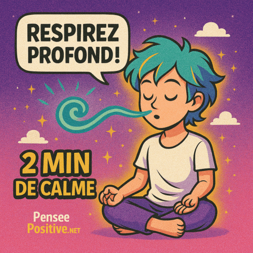 7 Minutes pour augmenter son taux vibratoire et Changer Votre Vie (Sans Blabla, Juste de la Science) 6 Personnage pratiquant la respiration consciente pour le taux vibratoire