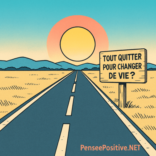 Tout quitter pour changer de vie : et si c’était vraiment possible ? 🌍 1 route menant vers un lever de soleil – métaphore du nouveau départ pour tout quitter et changer de vie.