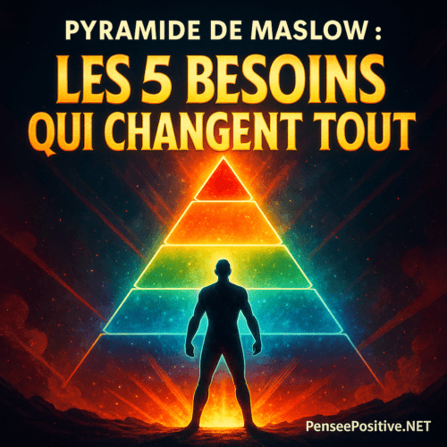 Pyramide de Maslow : comprendre les 5 besoins humains et l’utiliser pour avancer concrètement dans votre vie 8 pyramide de Maslow à 5 niveaux lumineux avec silhouette au premier plan et accroche "Pyramide de Maslow : Les 5 besoins qui changent tout