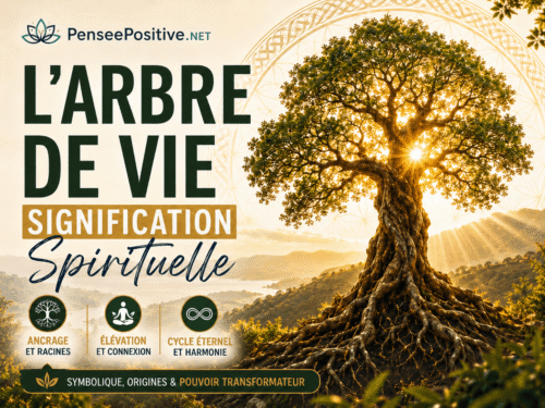 Arbre de vie signification spirituelle avec racines d’ancrage, branches lumineuses et énergie de transformation
